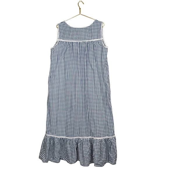 Alexander Rossa Blue Gingham Cotton Nightgown XL Ballet Length Cottagecore - Picture 11 of 11